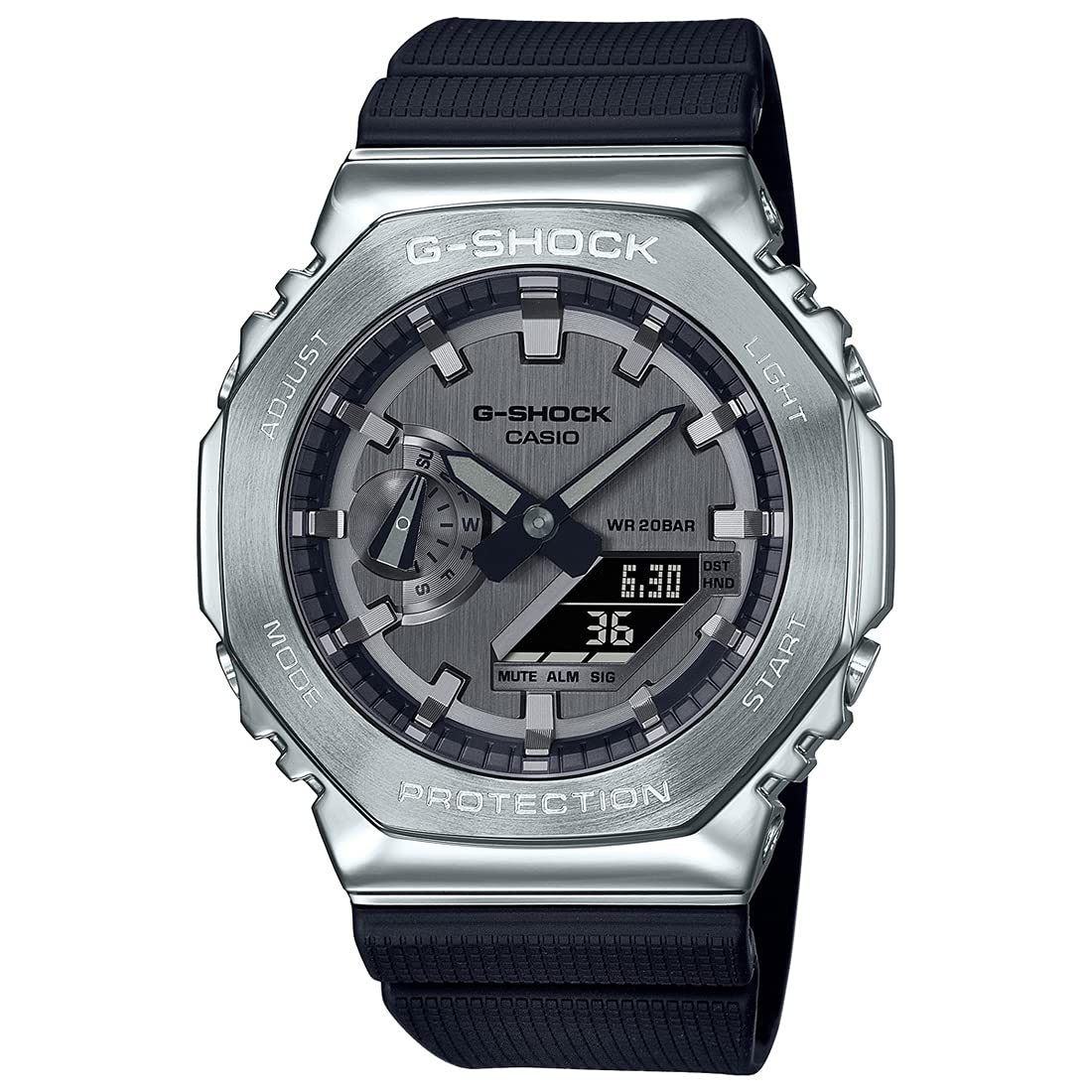 【美品】カシオGーSHOCK 2100シリーズ/GMー2100ステンレス Casio G-Shock GM-2100-1ADR Analog-Digital Men's Watch